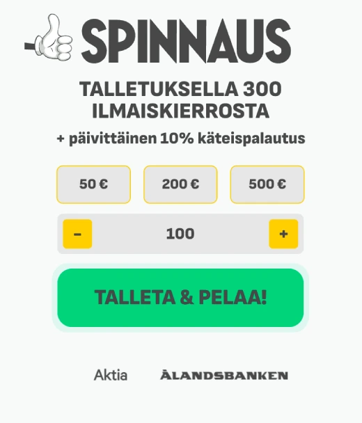 Rekisteröityminen Spinnaus Casino